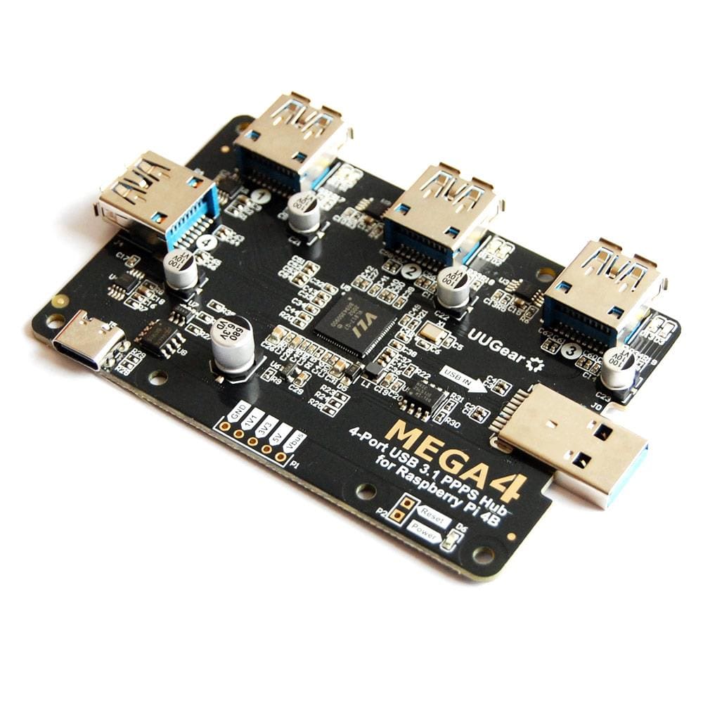 MEGA4 - 4-Port USB 3.1 PPPS Hub for Raspberry Pi 4 - The Pi Hut
