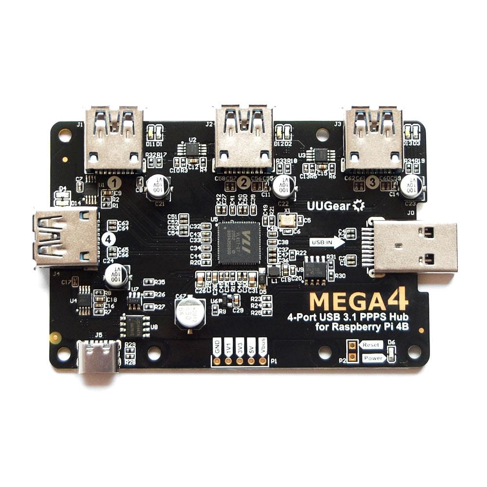 MEGA4 - 4-Port USB 3.1 PPPS Hub for Raspberry Pi 4 - The Pi Hut