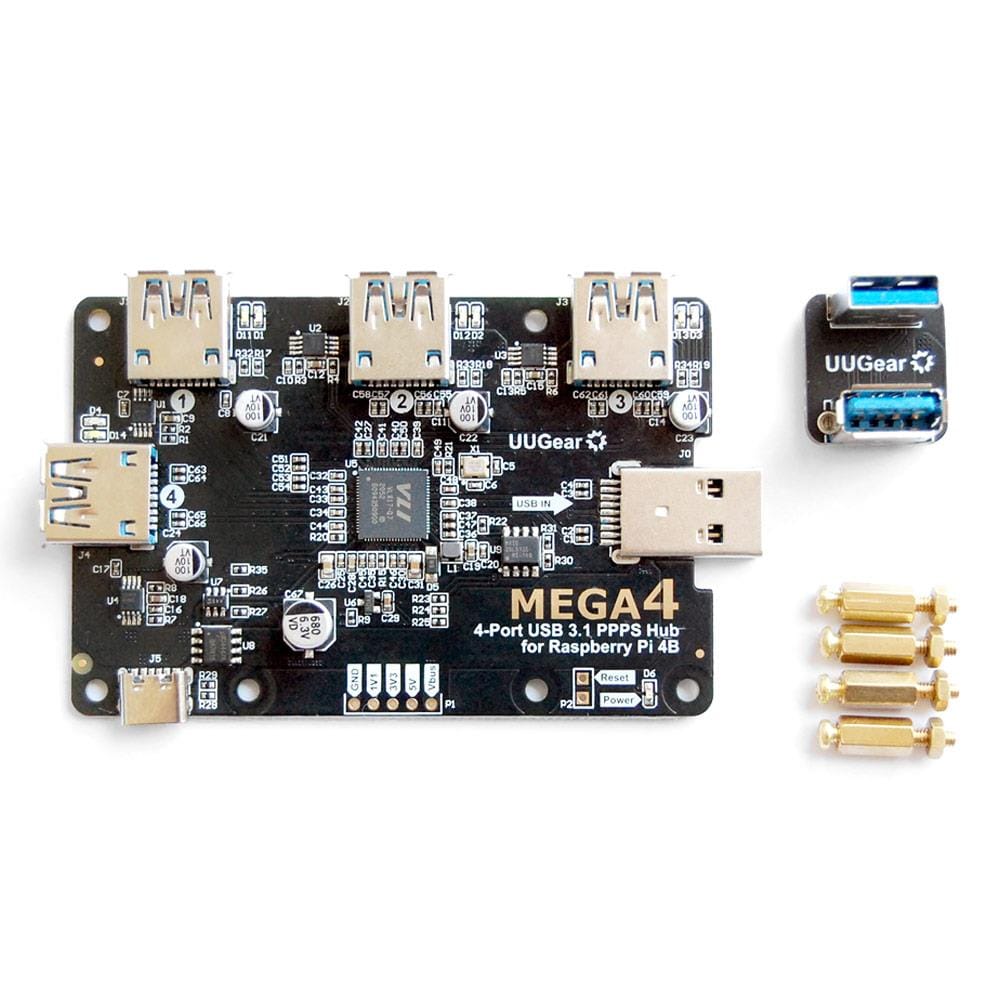 MEGA4 - 4-Port USB 3.1 PPPS Hub for Raspberry Pi 4 - The Pi Hut