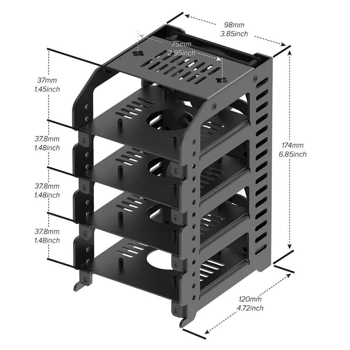 Metal Cluster Rack Case for Raspberry Pi - The Pi Hut