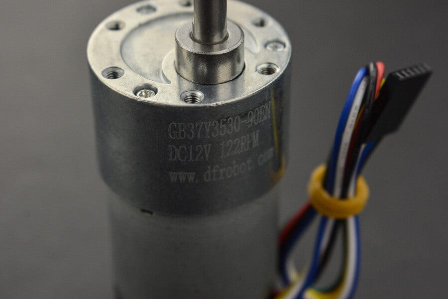 Metal DC Geared Motor w/Encoder - 12V 122RPM 38Kg.cm - The Pi Hut