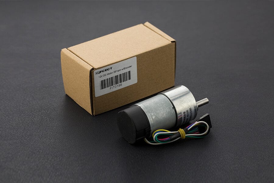 Metal DC Geared Motor w/Encoder - 12V 251RPM 18Kg.cm - The Pi Hut