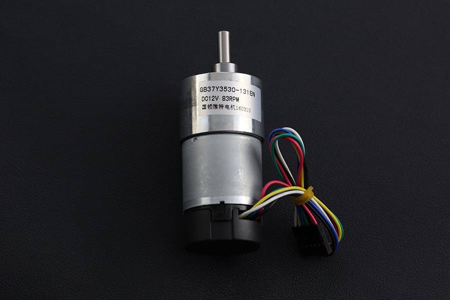 Metal DC Geared Motor w/Encoder - 12V 83RPM 45Kg.cm - The Pi Hut