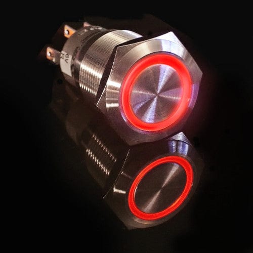 Metal illuminated Pushbutton-Red Ring - The Pi Hut