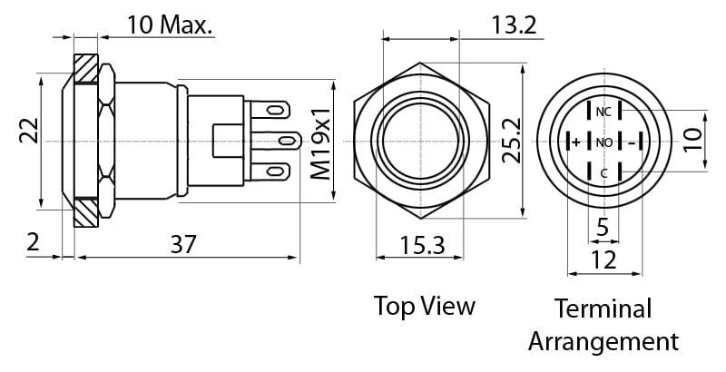 Metal illuminated Pushbutton-Red Ring - The Pi Hut