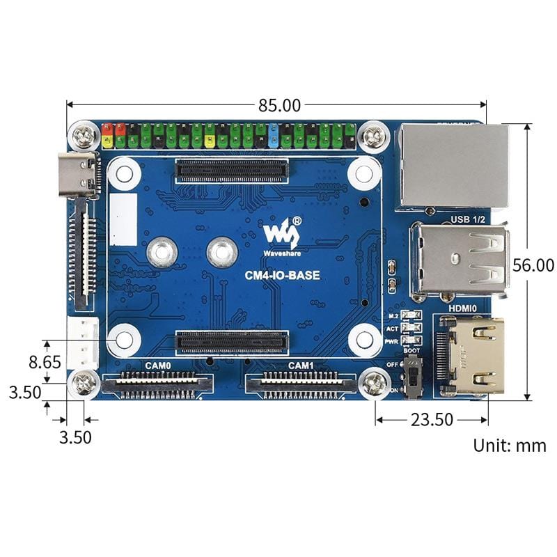 Mini Base Board (B) for Raspberry Pi Compute Module 4 - The Pi Hut