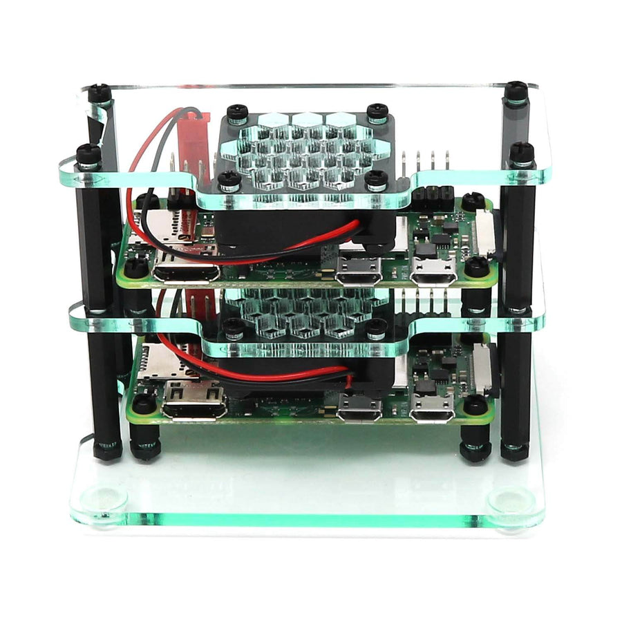 Mini Rack Raspberry Pi Zero Mini Cluster Case for Raspberry Pi Zero 2 (with Fans) - The Pi Hut