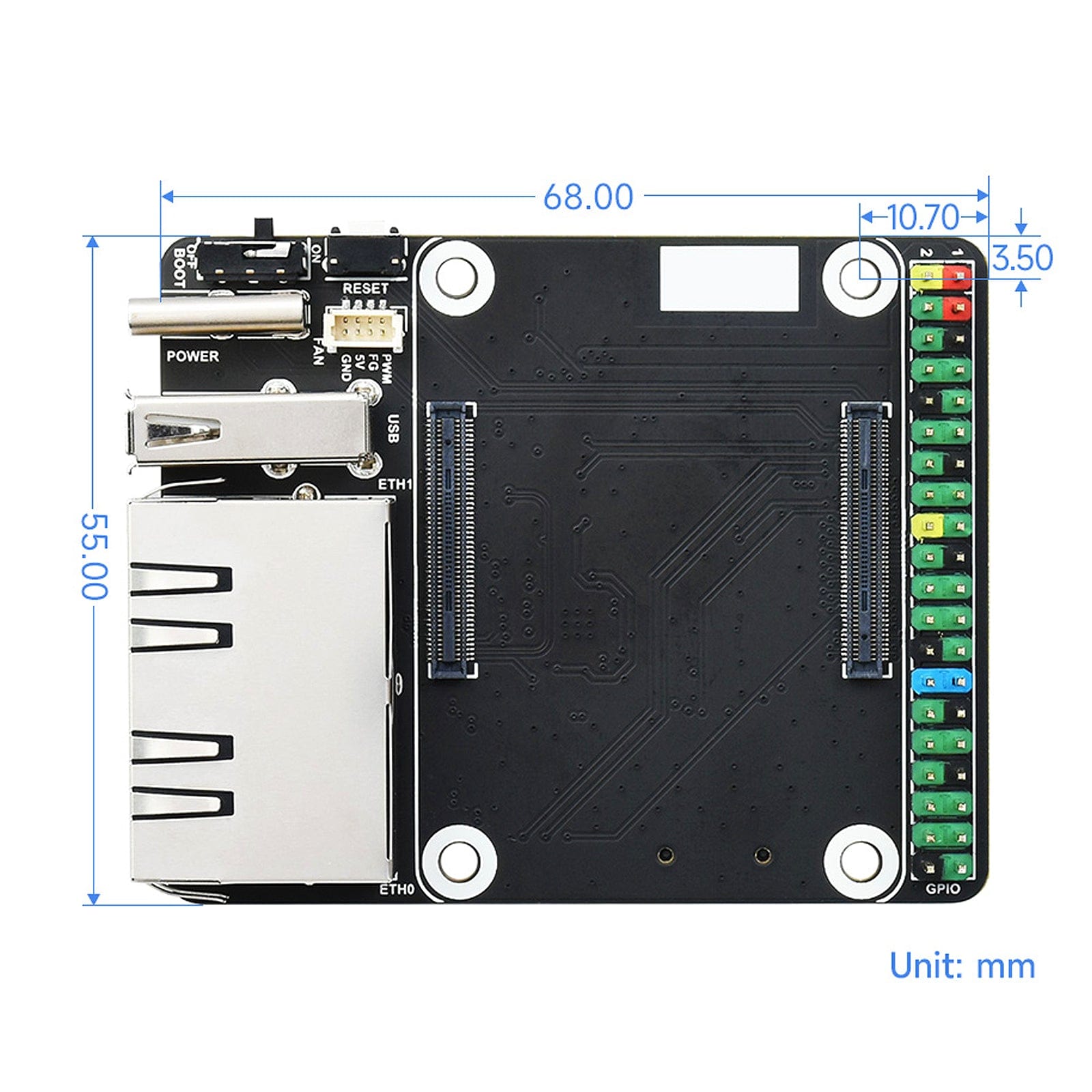 Mini Dual Gigabit Ethernet Base Board for Raspberry Pi CM4 - The Pi Hut