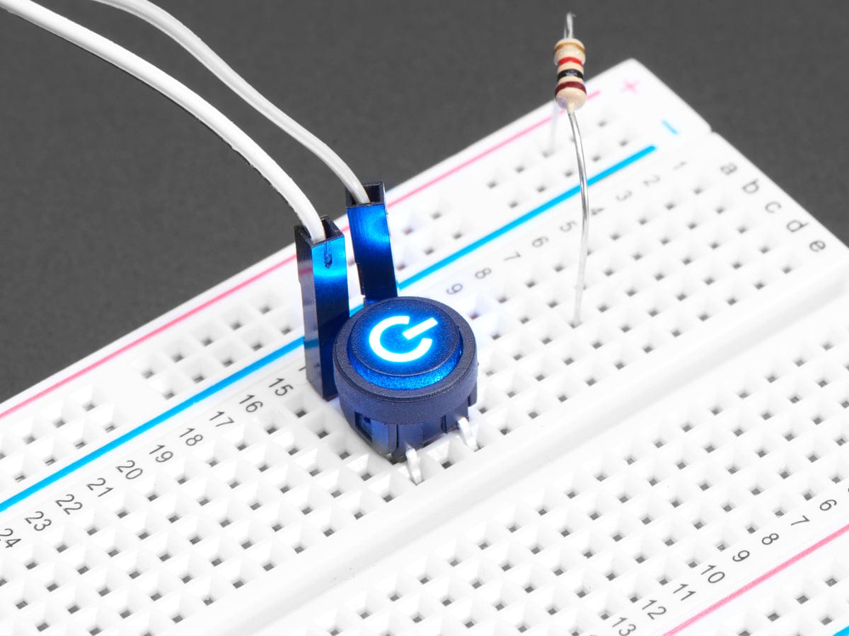 Mini Illuminated Momentary Pushbutton - Blue Power Symbol - The Pi Hut