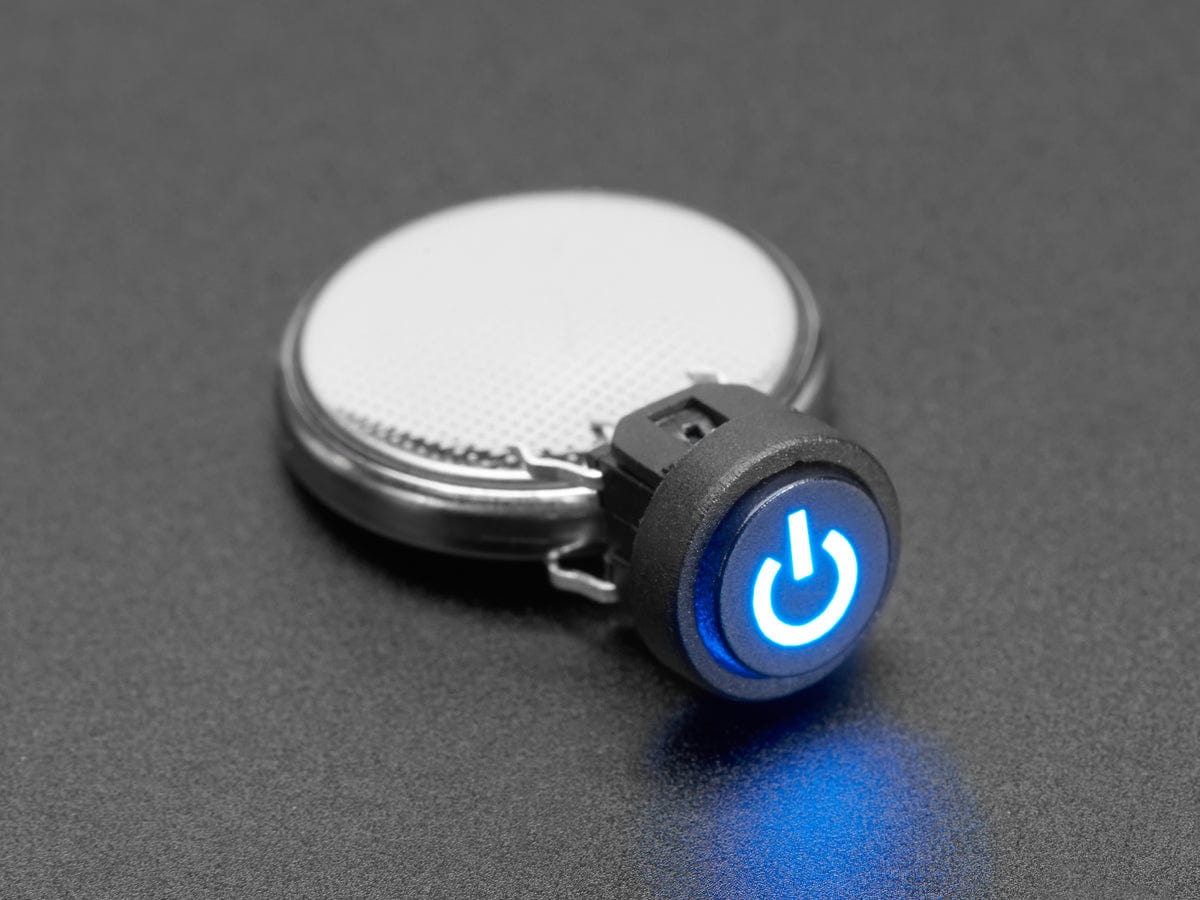 Mini Illuminated Momentary Pushbutton - Blue Power Symbol - The Pi Hut