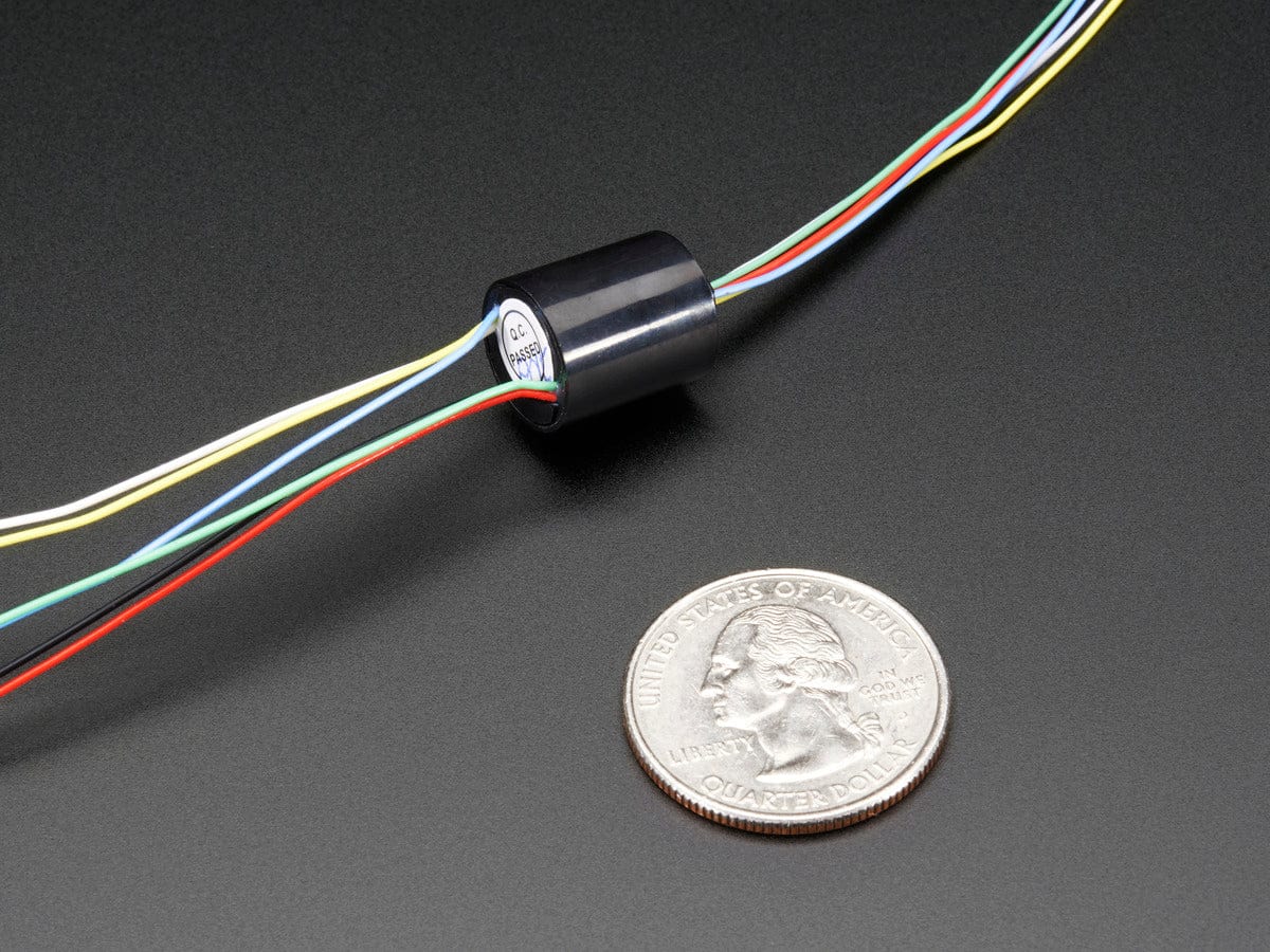 Miniature Slip Ring - 12mm diameter, 6 wires, max 240V @ 2A - The Pi Hut