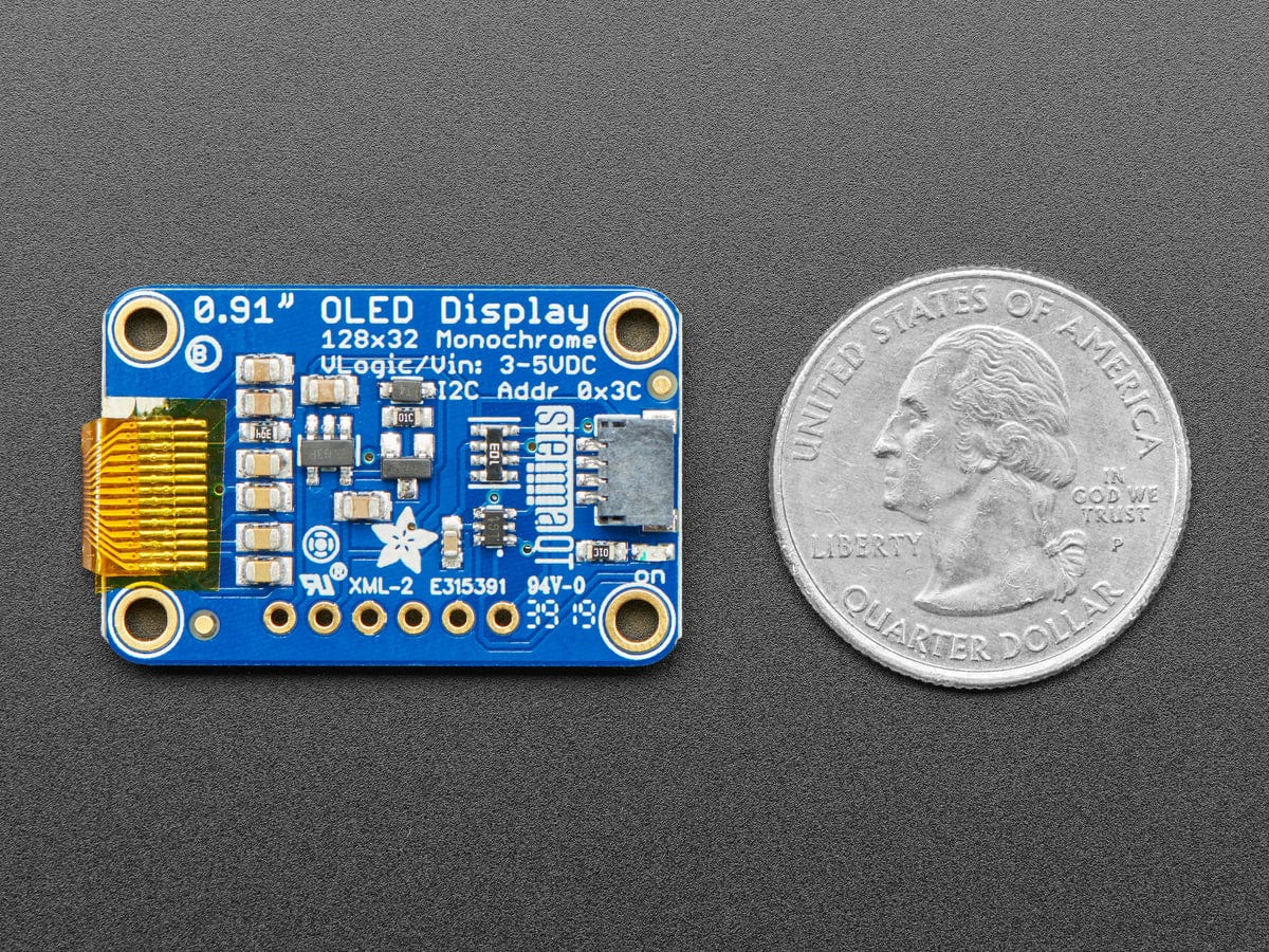 Monochrome 0.91" 128x32 I2C OLED Display - STEMMA QT / Qwiic - The Pi Hut