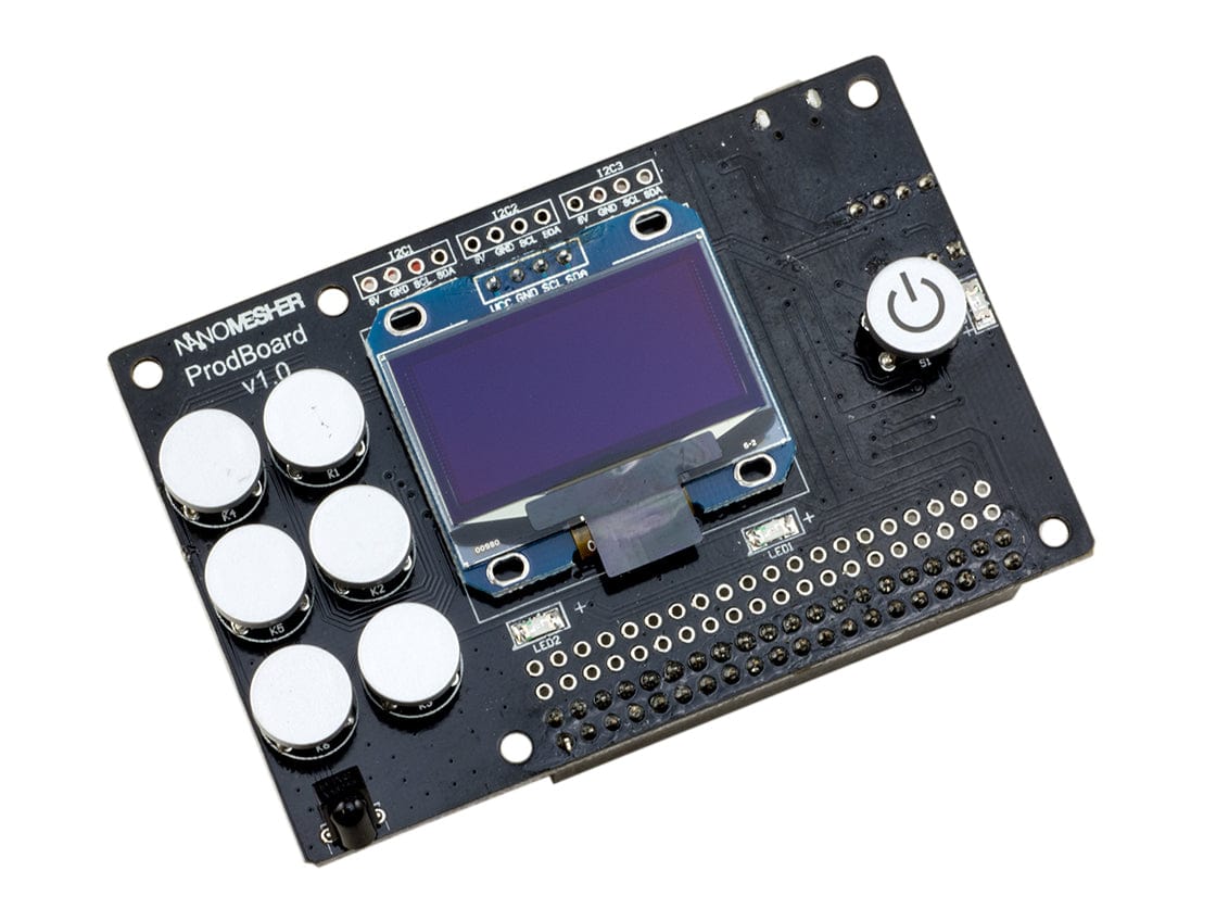 Nanomesher - ProdBoard & Multimedia (Switch, IR & OLED) - The Pi Hut