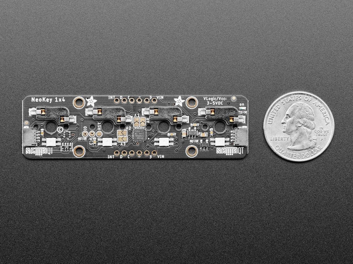 NeoKey 1x4 QT I2C - Four Mechanical Key Switches with NeoPixels - The Pi Hut