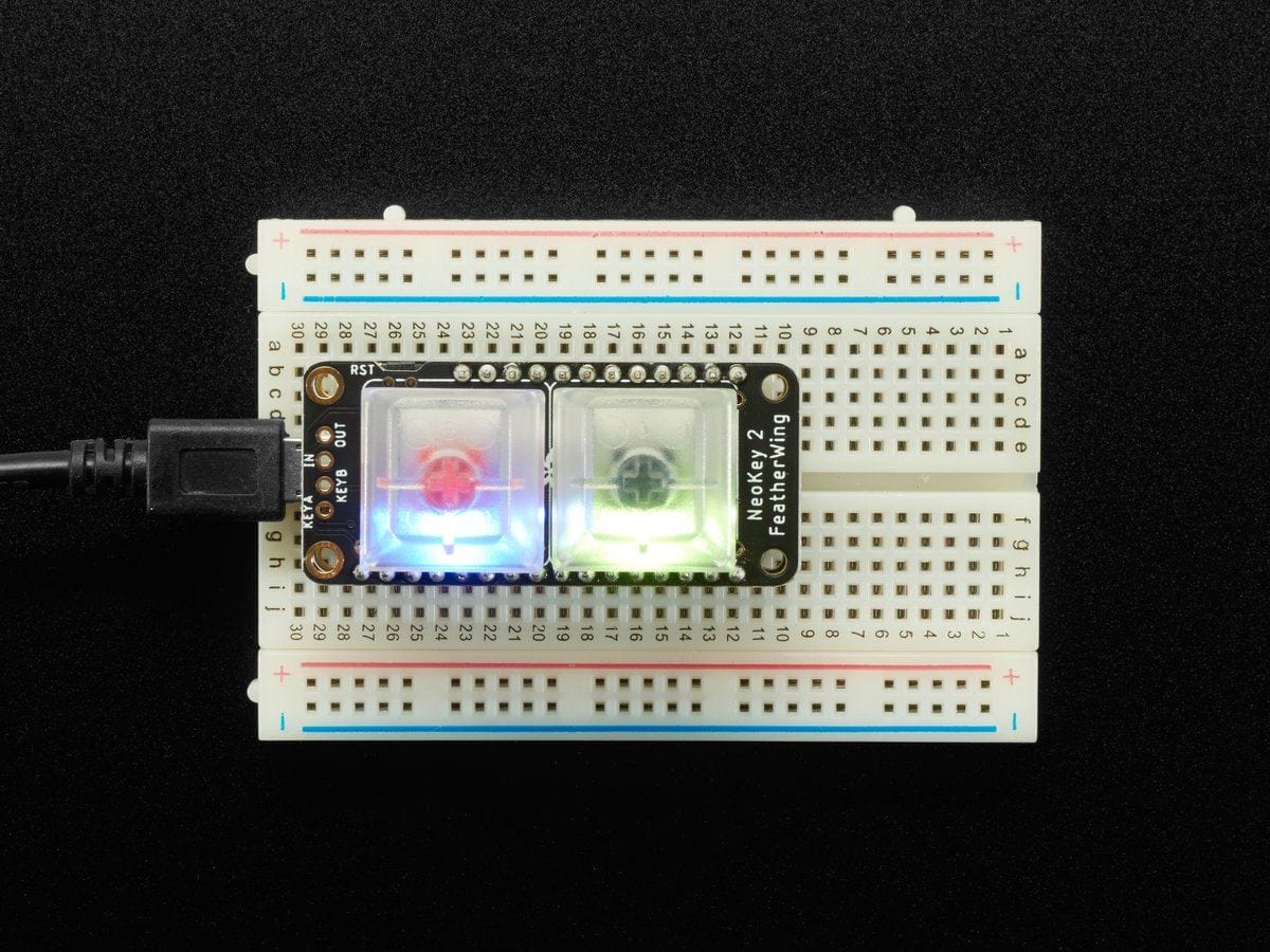 NeoKey FeatherWing - Two Mechanical Key Switches with NeoPixels - The Pi Hut