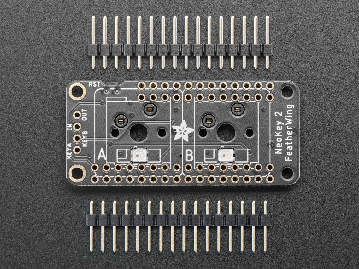 NeoKey FeatherWing - Two Mechanical Key Switches with NeoPixels - The Pi Hut