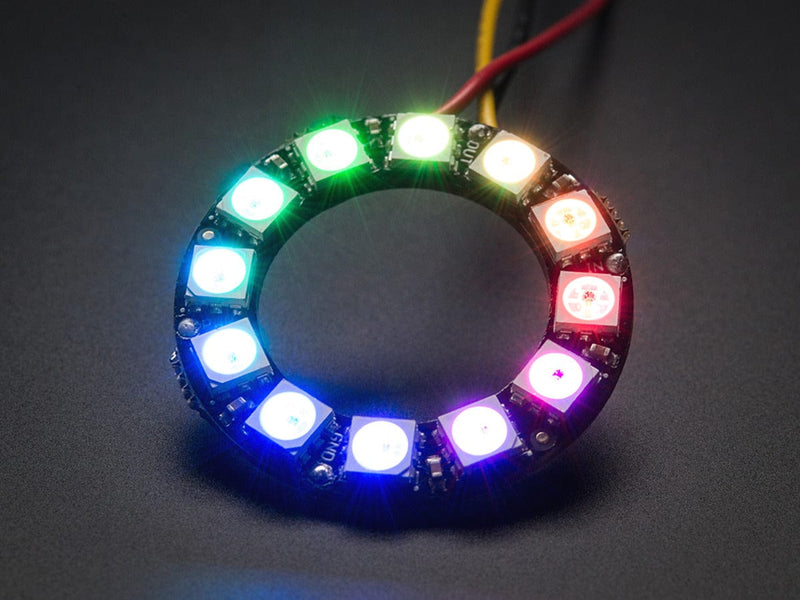 NeoPixel Ring - 12 x 5050 RGB LED with Integrated Drivers - The Pi Hut