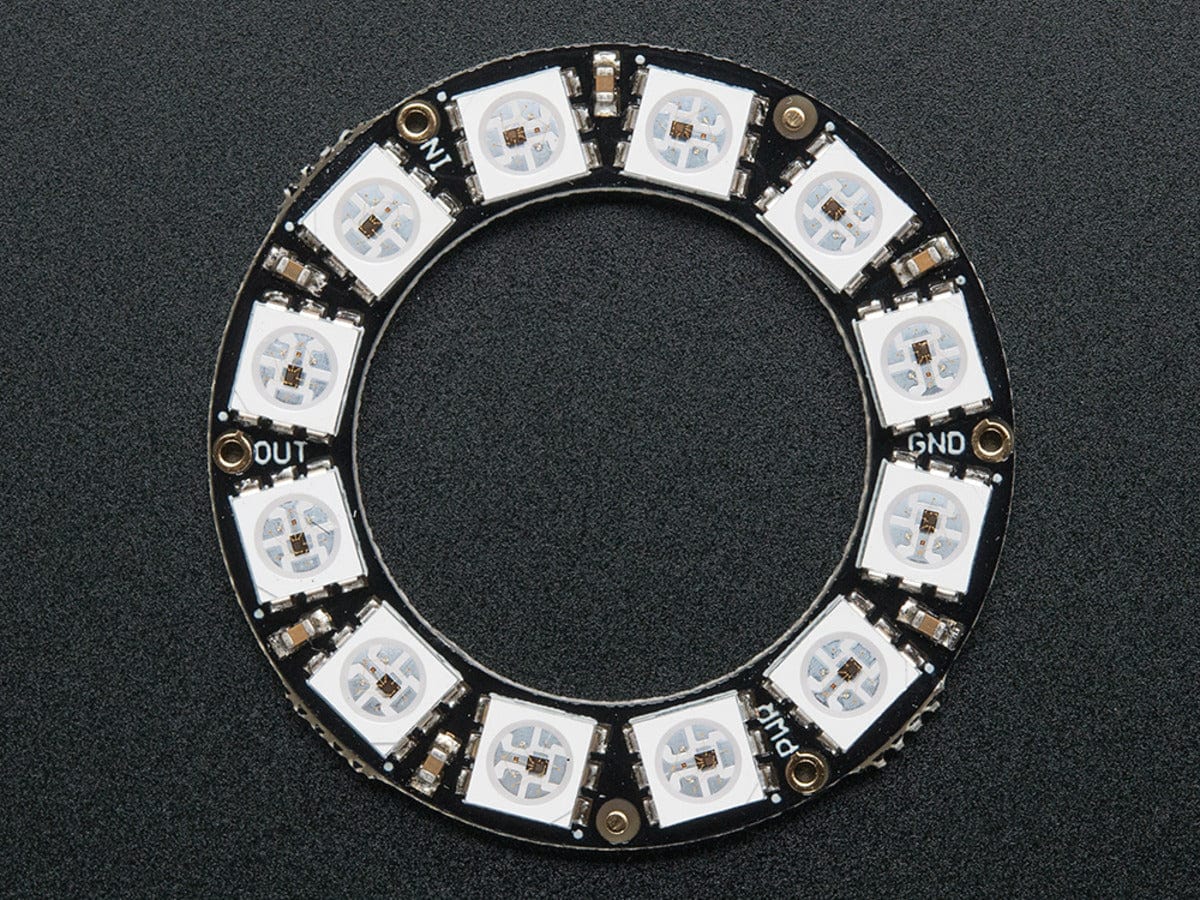 NeoPixel Ring - 12 x 5050 RGB LED with Integrated Drivers - The Pi Hut