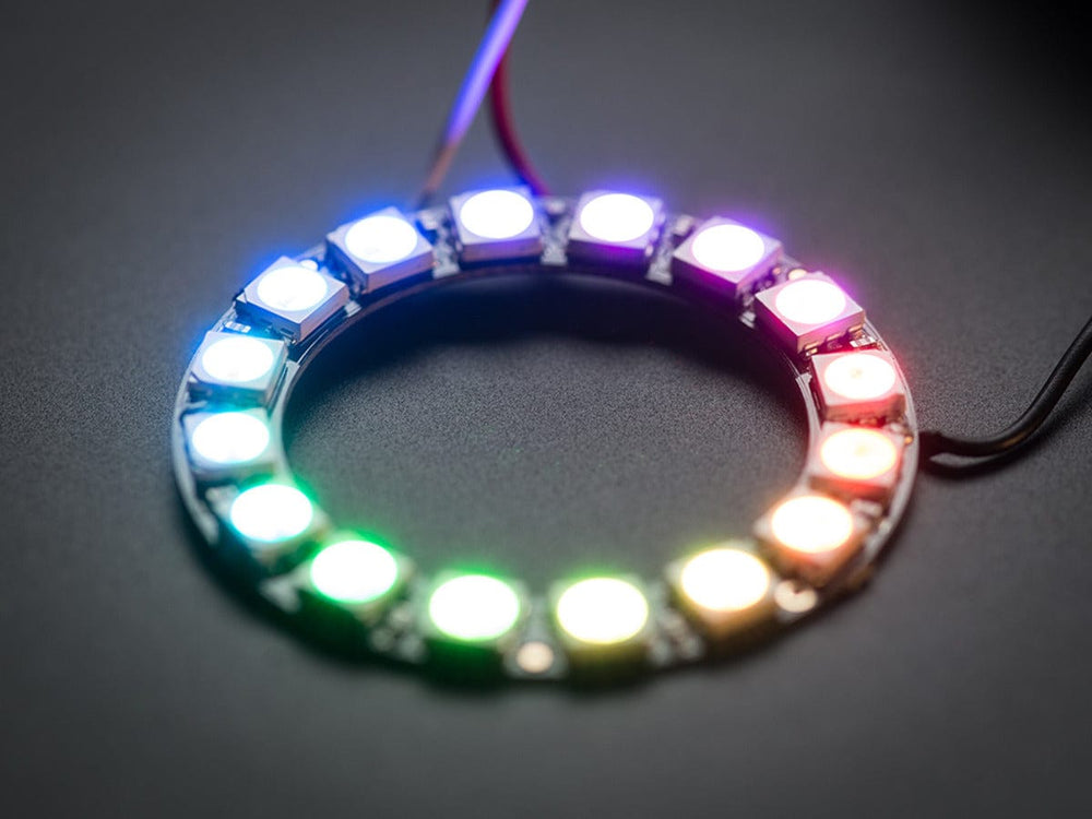 NeoPixel Ring - 16 x 5050 RGB LED with Integrated Drivers - The Pi Hut