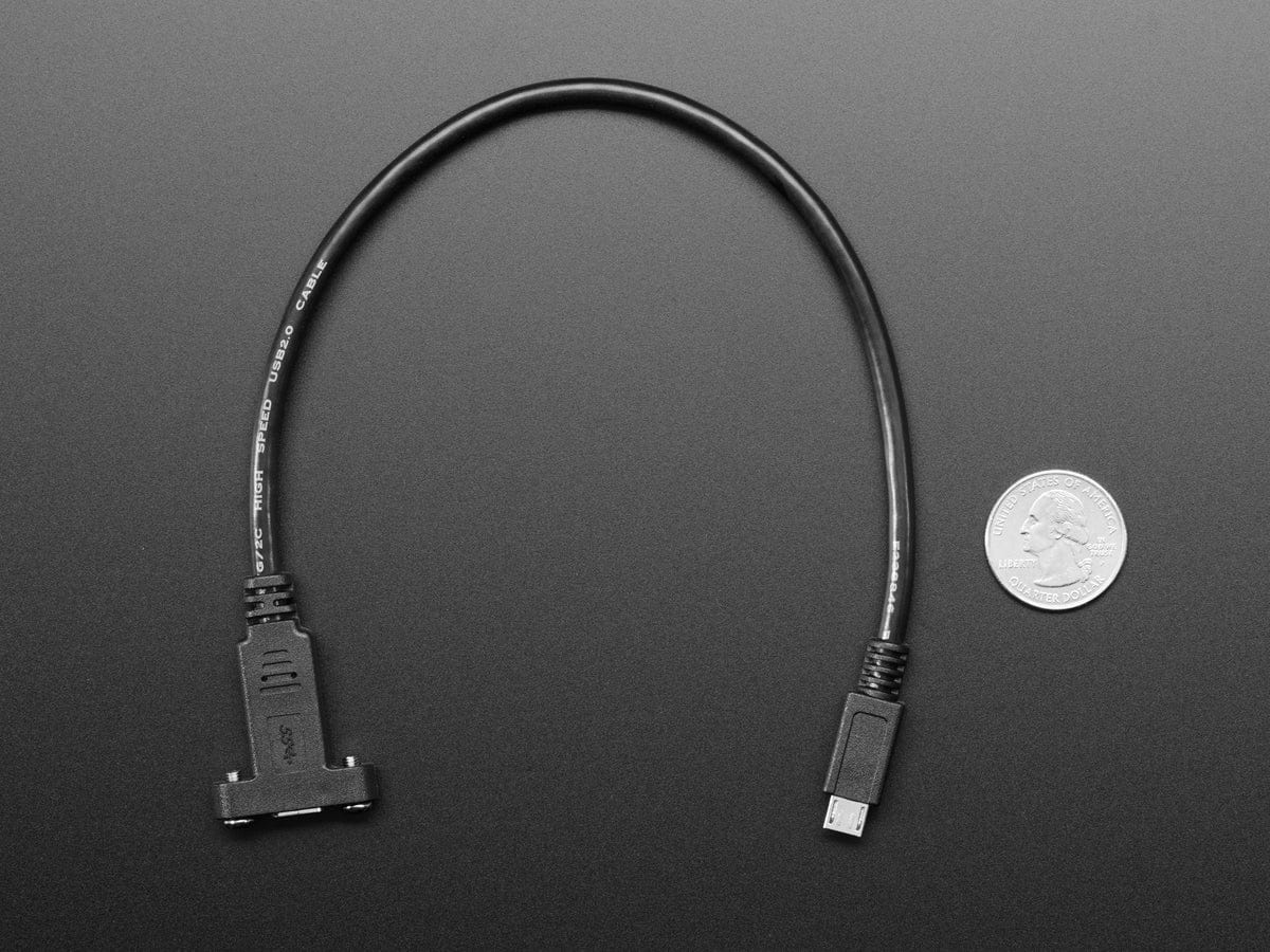 Panel Mount Cable USB C to Micro B Male - 30cm - The Pi Hut