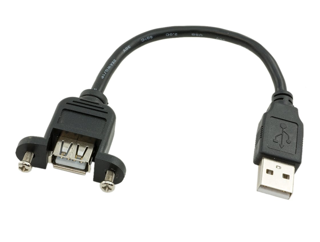 Panel Mount - USB A Male to USB A Female - Stub - The Pi Hut