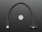 Panel Mount USB Cable - A Male to A Female - The Pi Hut