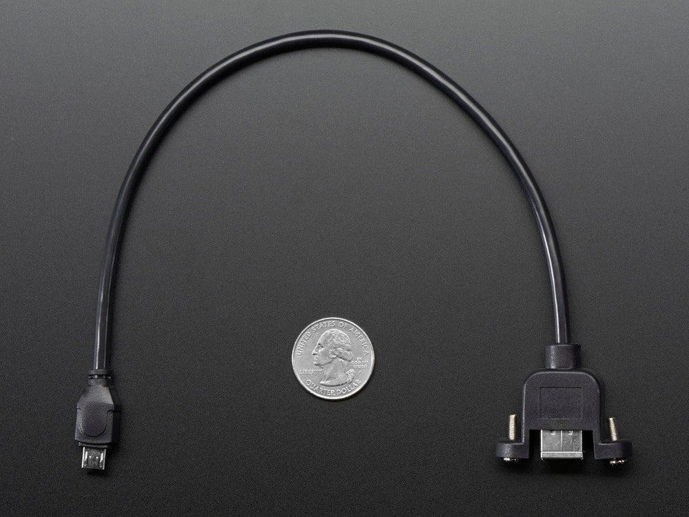 Panel Mount USB Cable - B Female to Micro-B Male - The Pi Hut