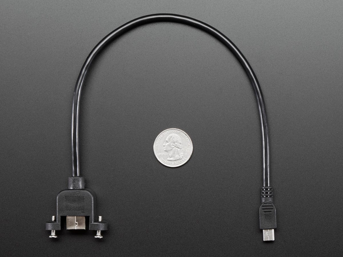 Panel Mount USB Cable - B Female to Mini-B Male - The Pi Hut