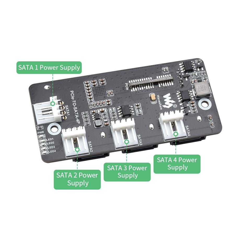 PCI-E to 4-channel SATA 3.0 Adapter for CM4 IO Board - The Pi Hut