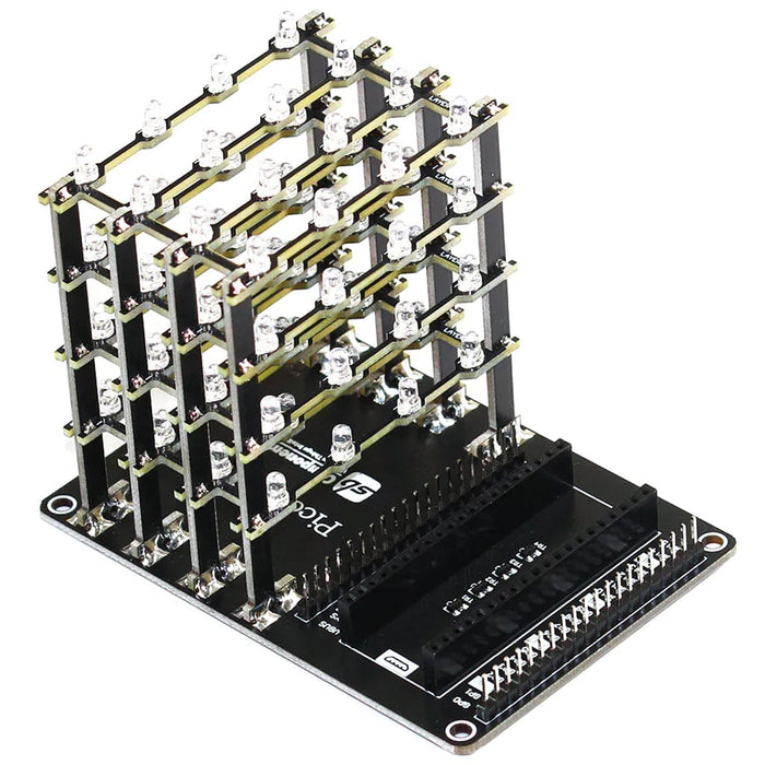 Multiple Leds Pico Pico Cube - Assembled (Red LEDs) - The Pi Hut