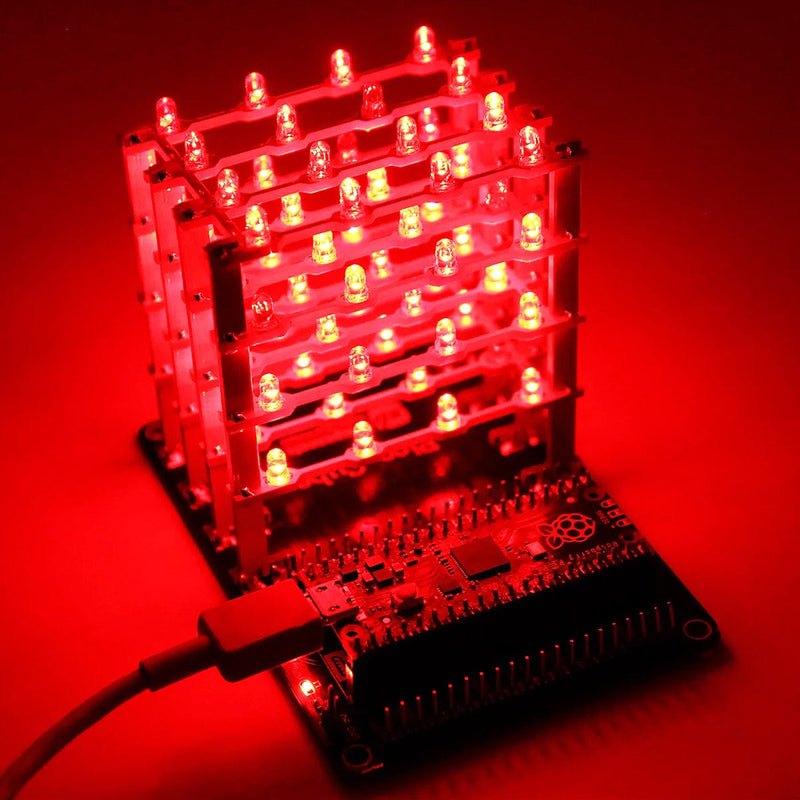 Pico Cube - Assembled (Red LEDs) - The Pi Hut