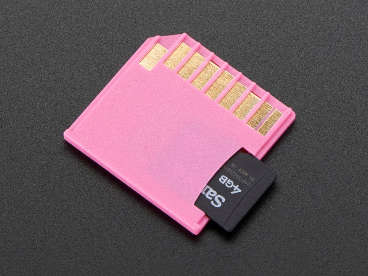 Pink Shortening microSD card adapter for Raspberry Pi & Macbooks - The Pi Hut