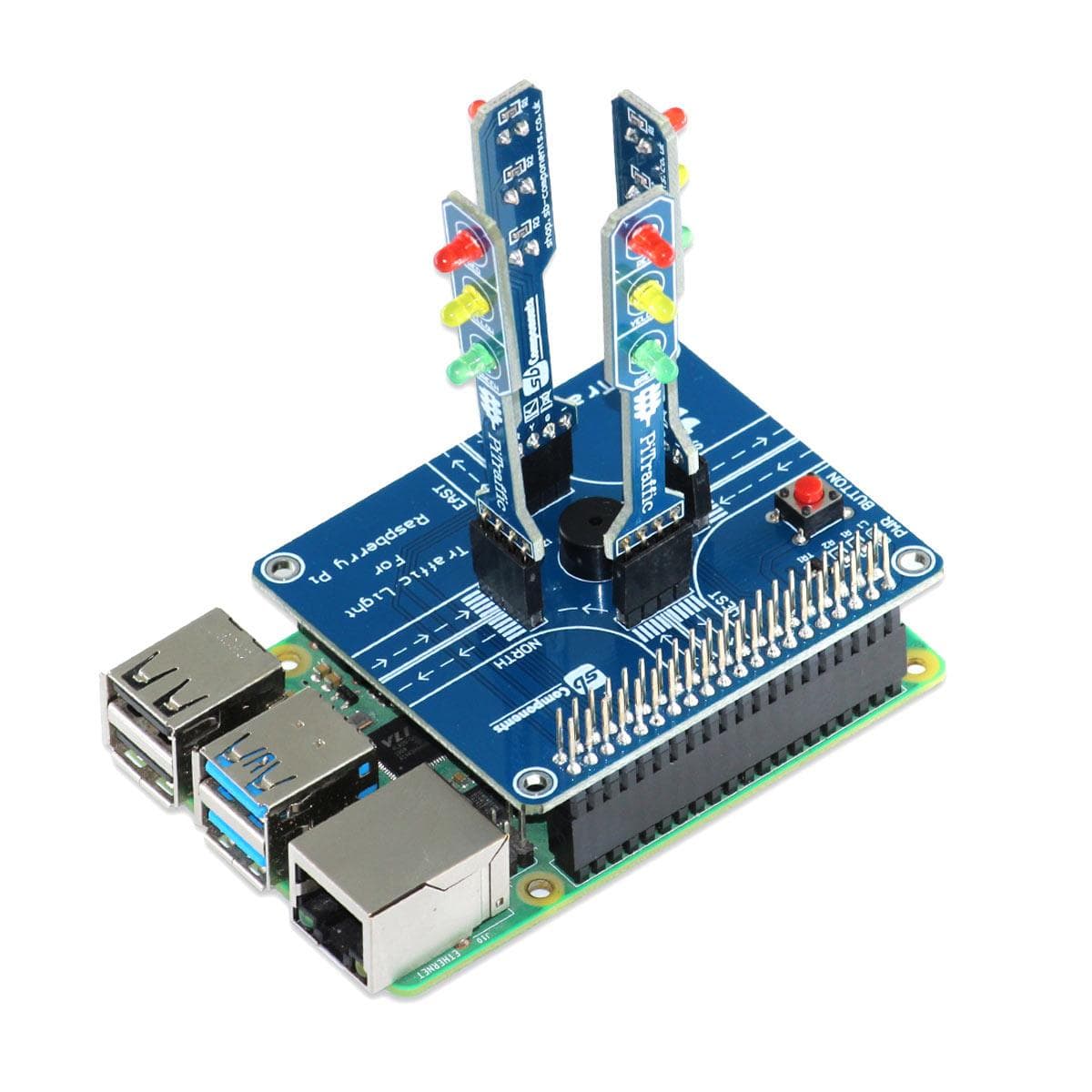 PiTraffic - Raspberry Pi Traffic Light HAT - The Pi Hut