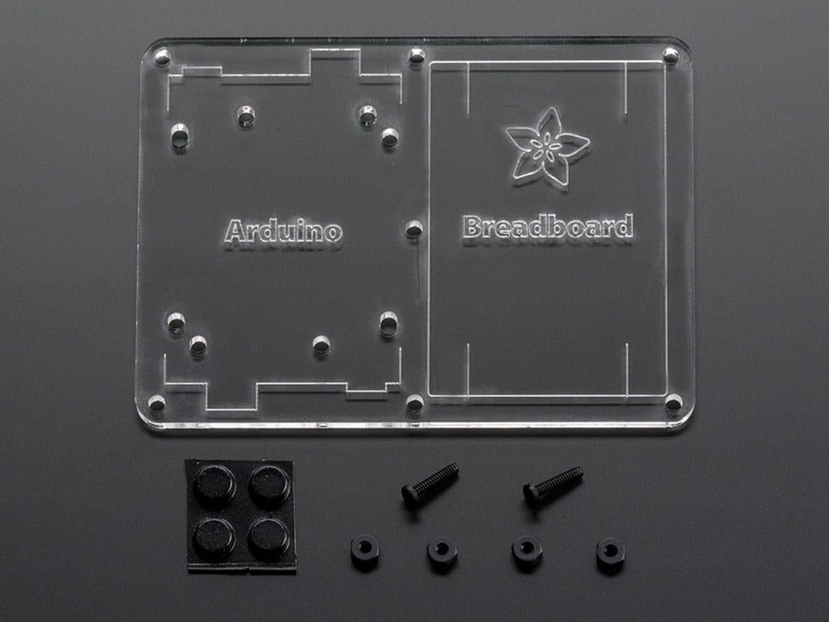 Plastic mounting plate for breadboard and Arduino - rubber feet! - The Pi Hut