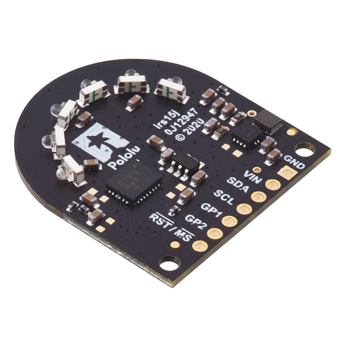 Pololu 3-Channel Wide FOV Time-of-Flight Distance Sensor OPT3101 (No Headers) - The Pi Hut