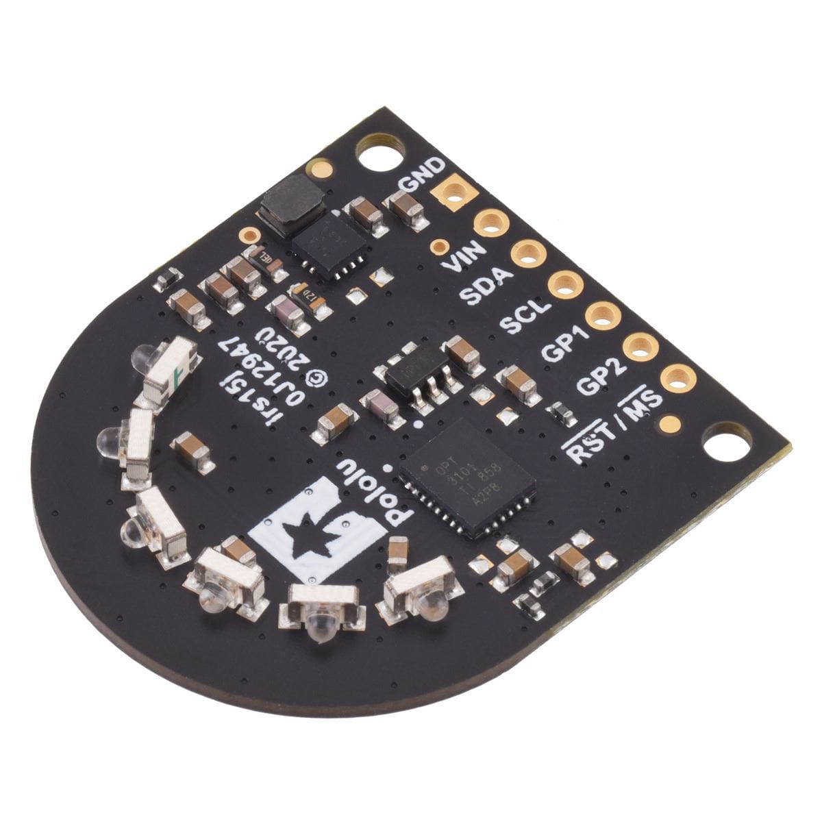 Pololu 3-Channel Wide FOV Time-of-Flight Distance Sensor OPT3101 (No Headers) - The Pi Hut