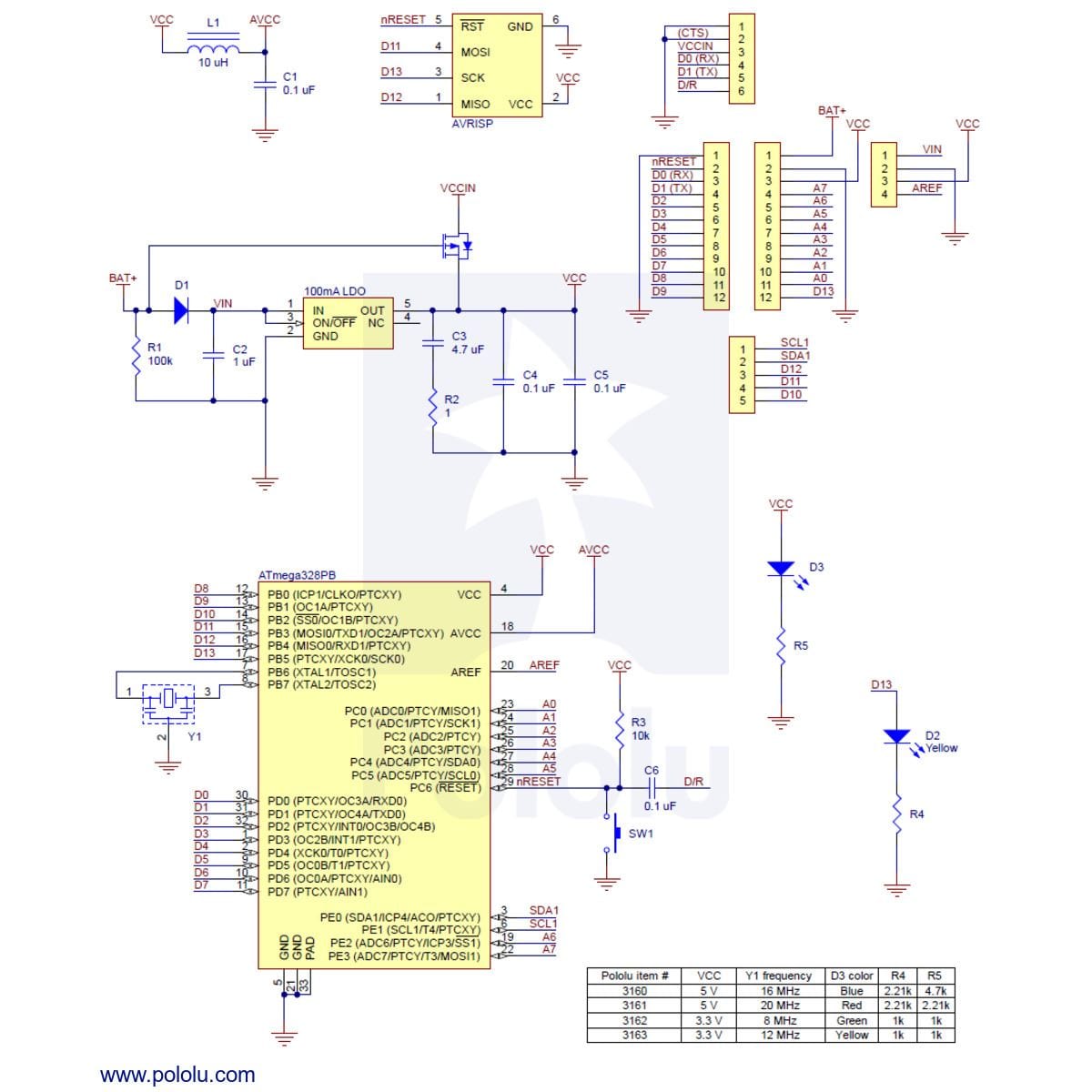 Pololu A-Star 328PB Micro - 3.3V 8MHz - The Pi Hut