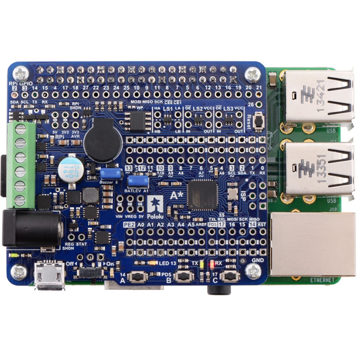 Pololu A-Star 32U4 Robot Controller LV with Raspberry Pi Bridge - The Pi Hut