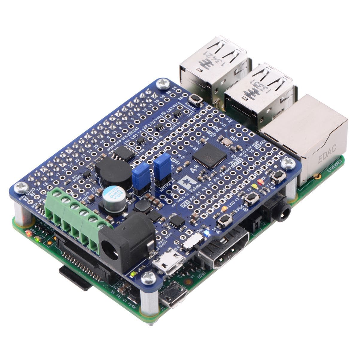 Pololu A-Star 32U4 Robot Controller LV with Raspberry Pi Bridge - The Pi Hut