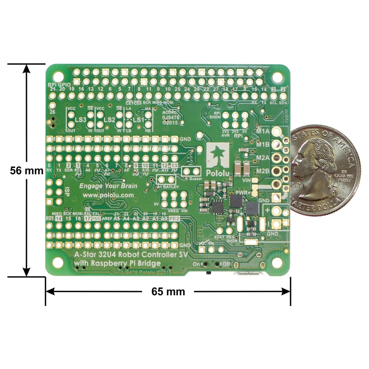 Pololu A-Star 32U4 Robot Controller SV with Raspberry Pi Bridge - The Pi Hut