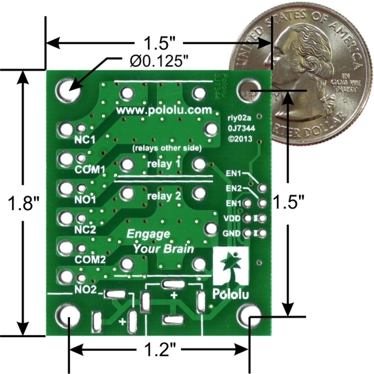 Pololu Basic 2-Channel SPDT Relay Carrier with 12VDC Relays (Assembled) - The Pi Hut