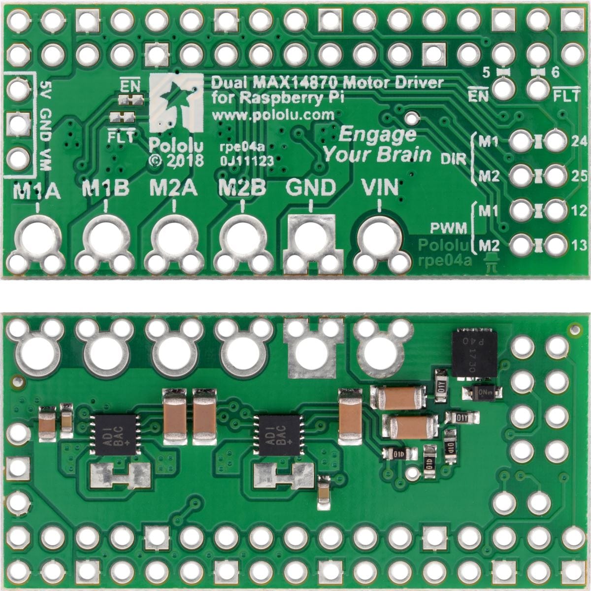 Pololu Dual MAX14870 Motor Driver for Raspberry Pi (Assembled) - The Pi Hut