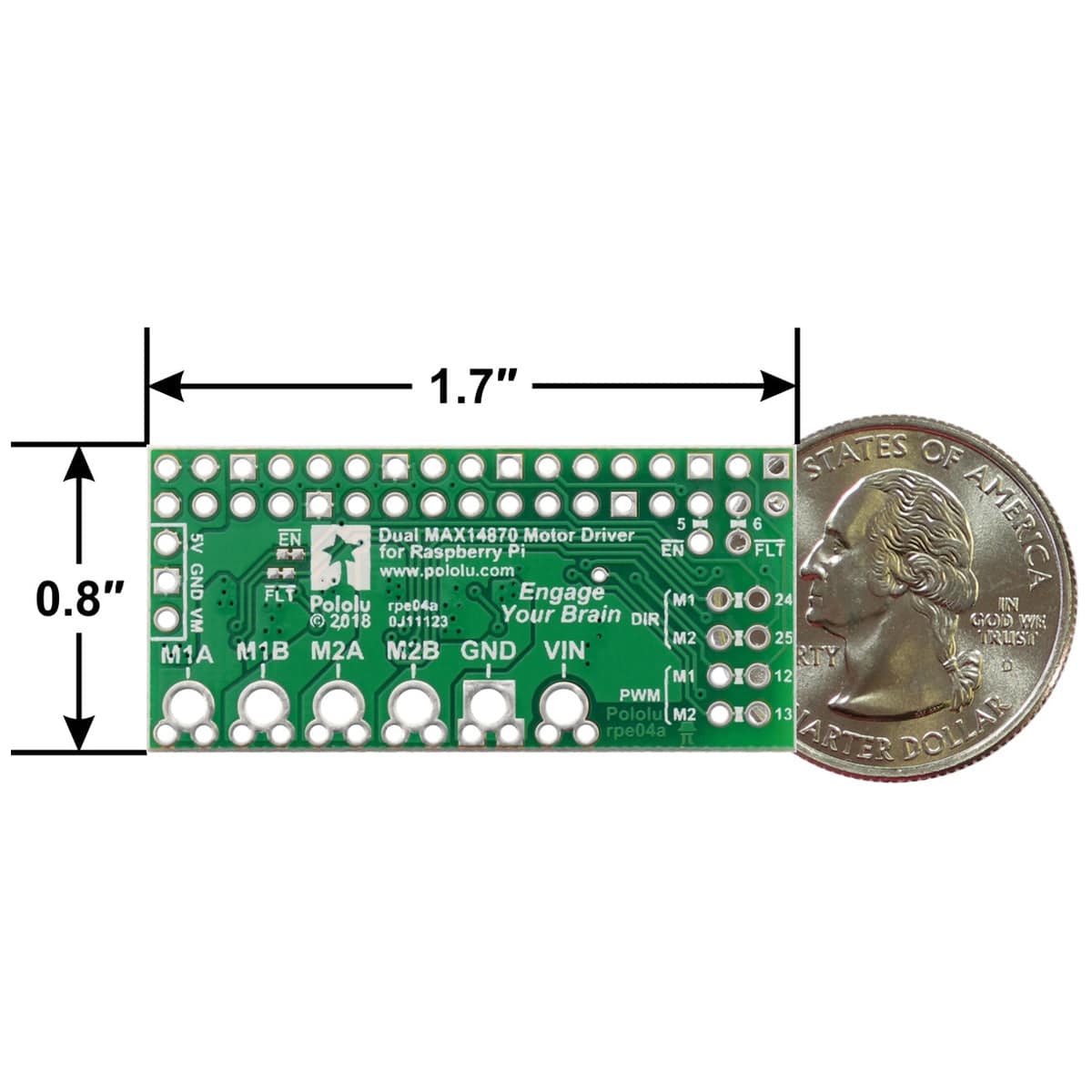 Pololu Dual MAX14870 Motor Driver for Raspberry Pi (Assembled) - The Pi Hut