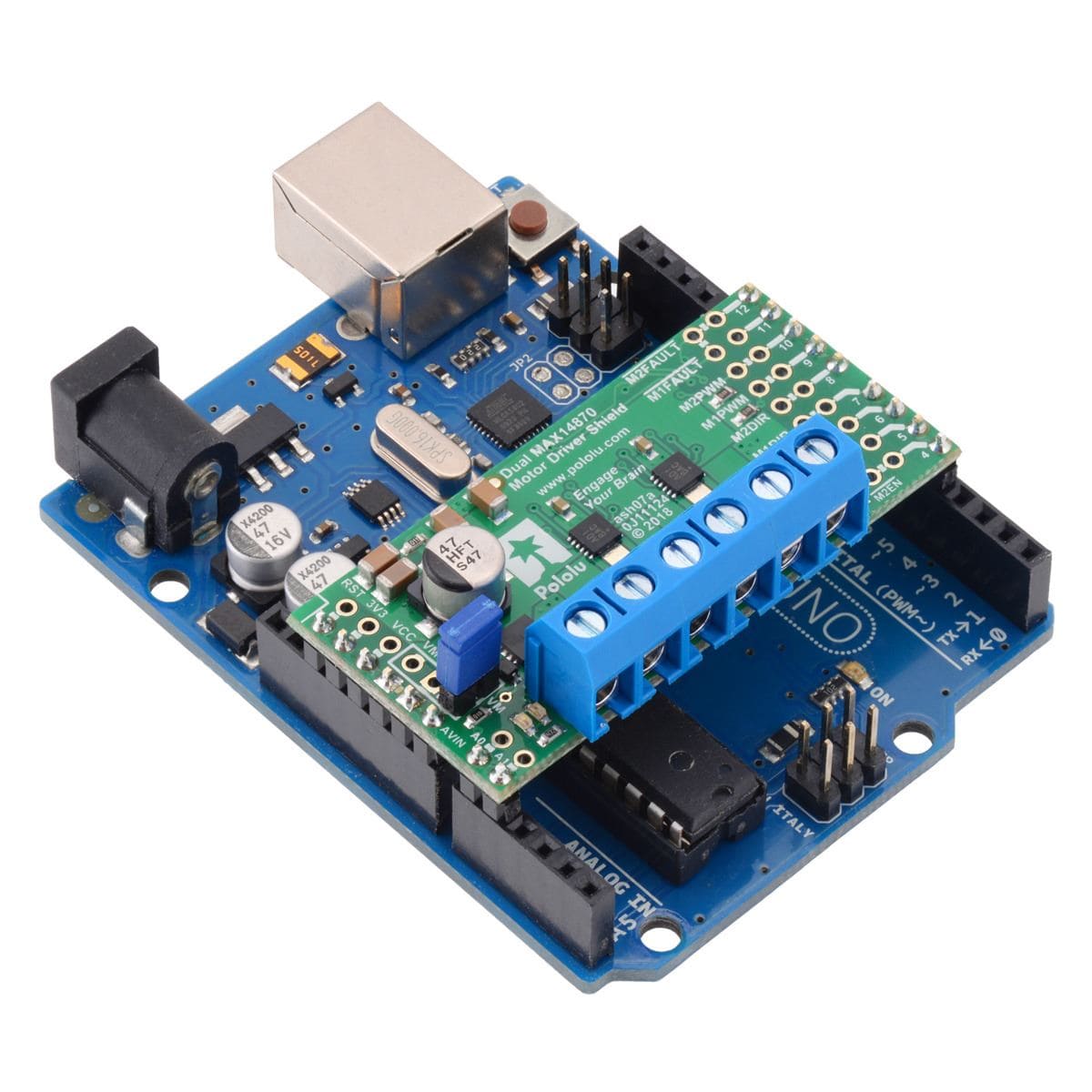 Pololu Dual MAX14870 Motor Driver Shield for Arduino - The Pi Hut