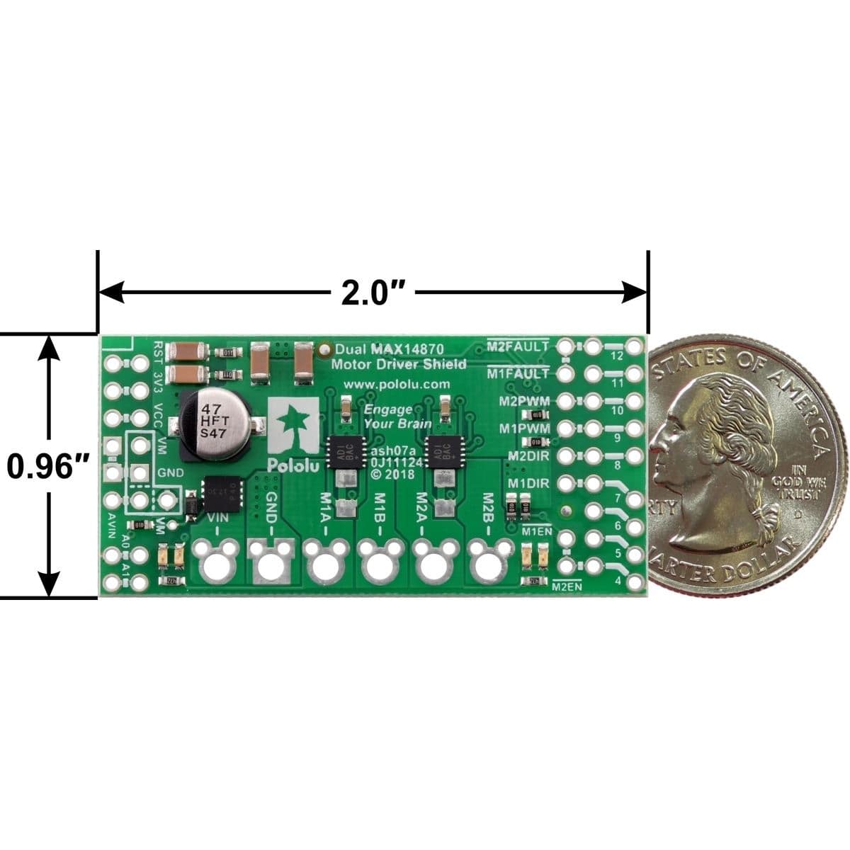 Pololu Dual MAX14870 Motor Driver Shield for Arduino - The Pi Hut