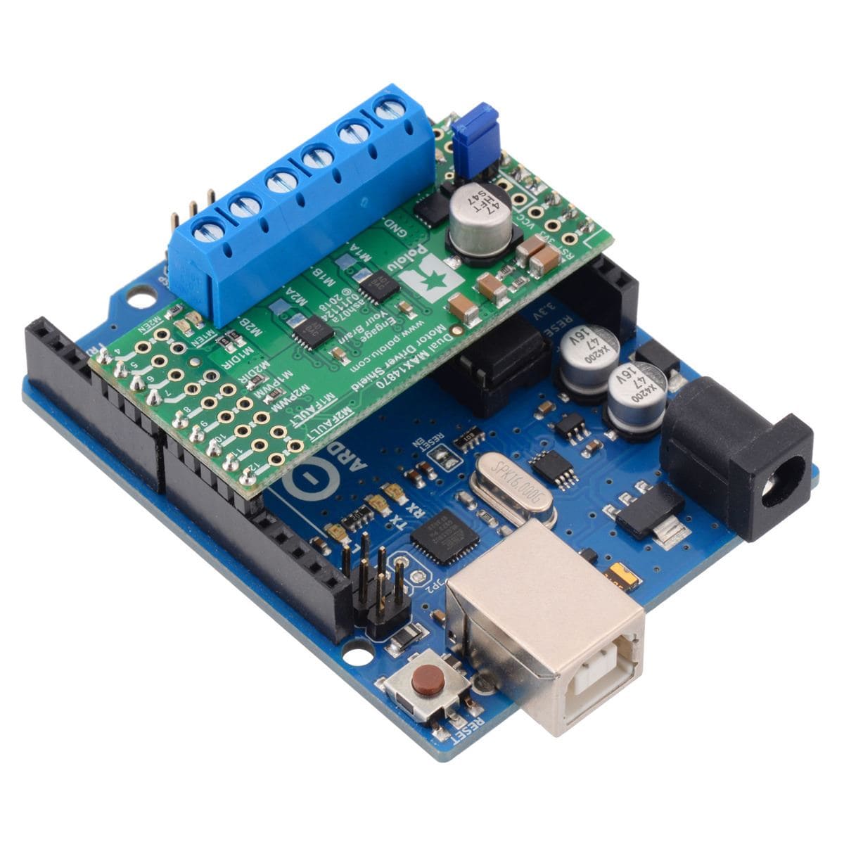 Pololu Dual MAX14870 Motor Driver Shield for Arduino - The Pi Hut