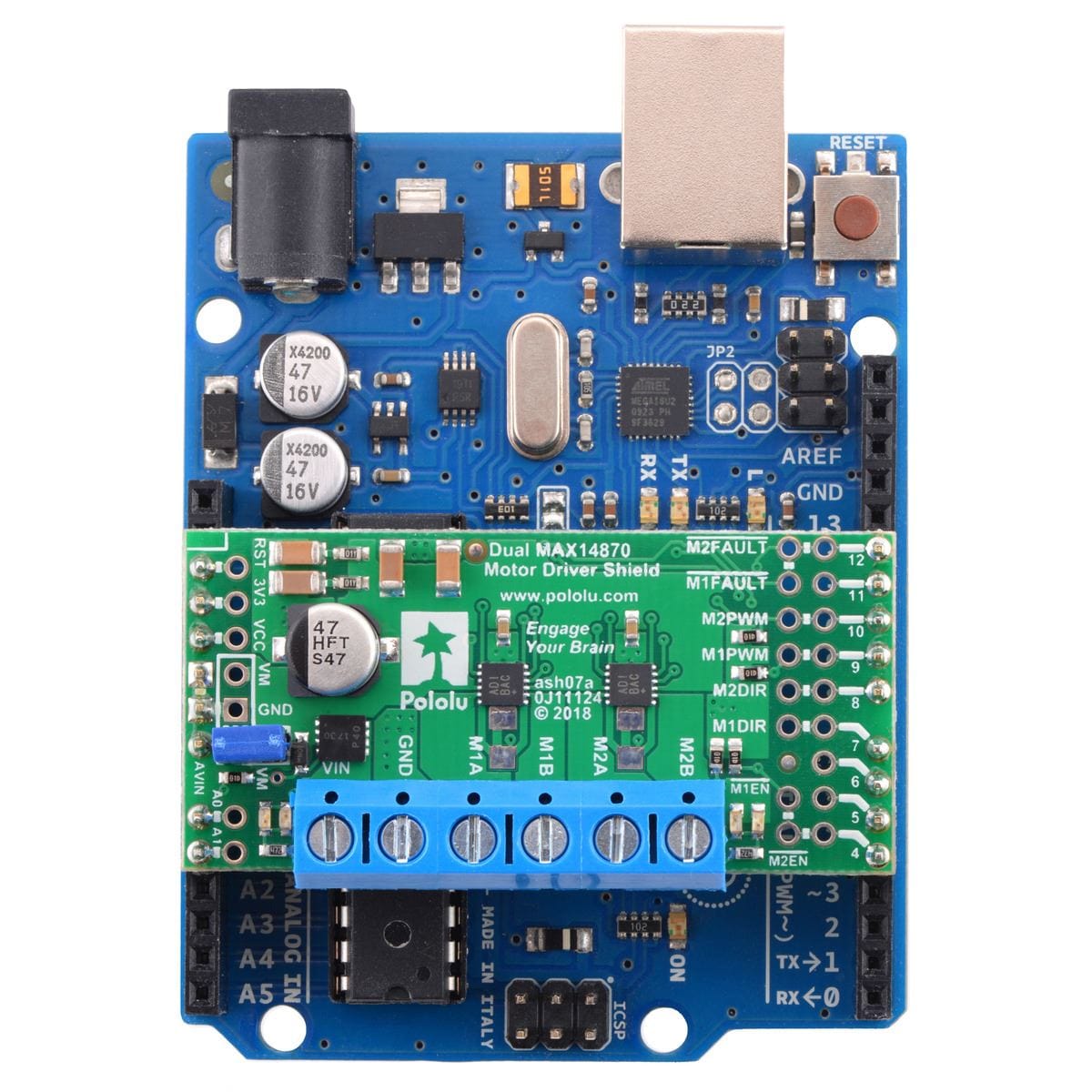 Pololu Dual MAX14870 Motor Driver Shield for Arduino - The Pi Hut