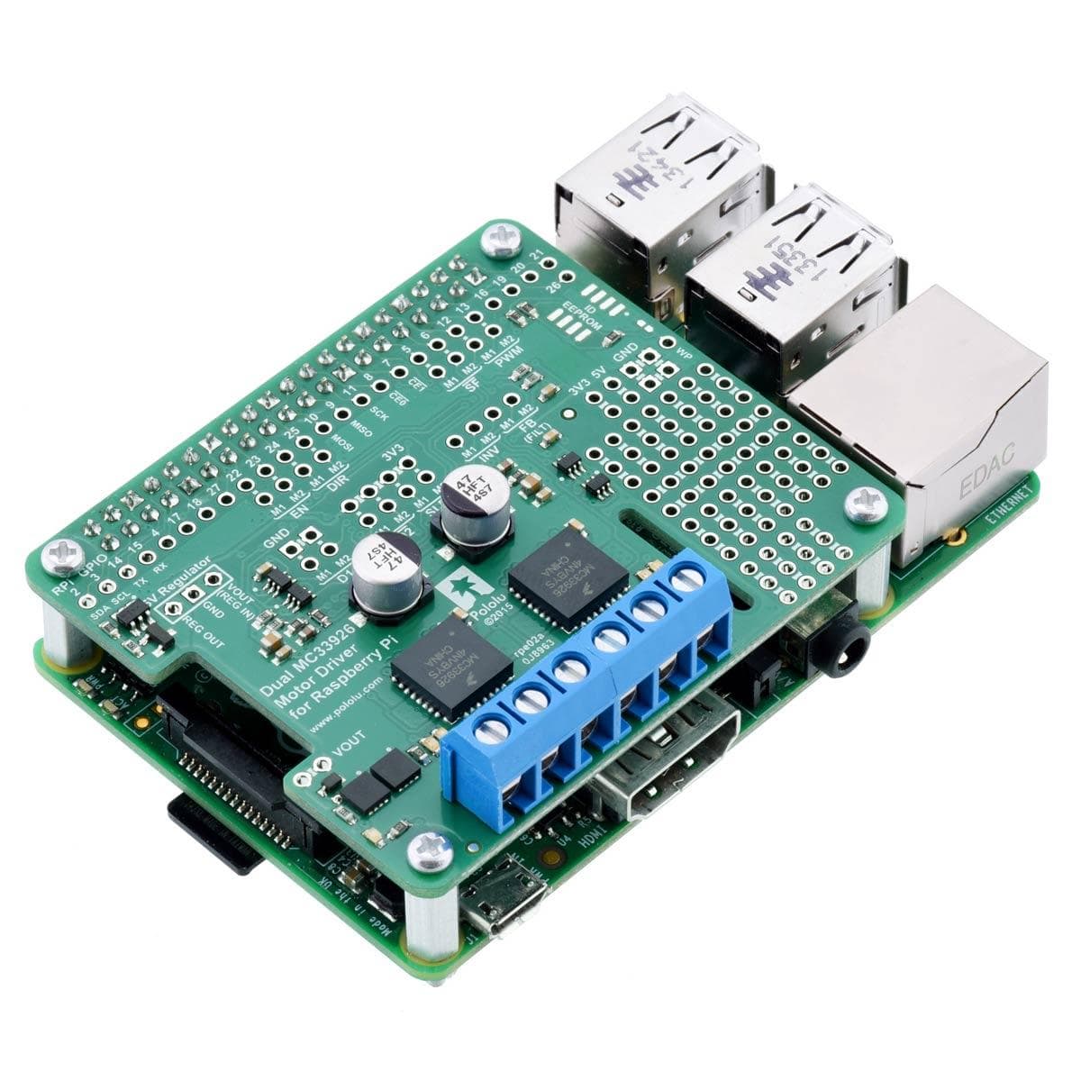 Pololu Dual MC33926 Motor Driver for Raspberry Pi (Assembled) - The Pi Hut