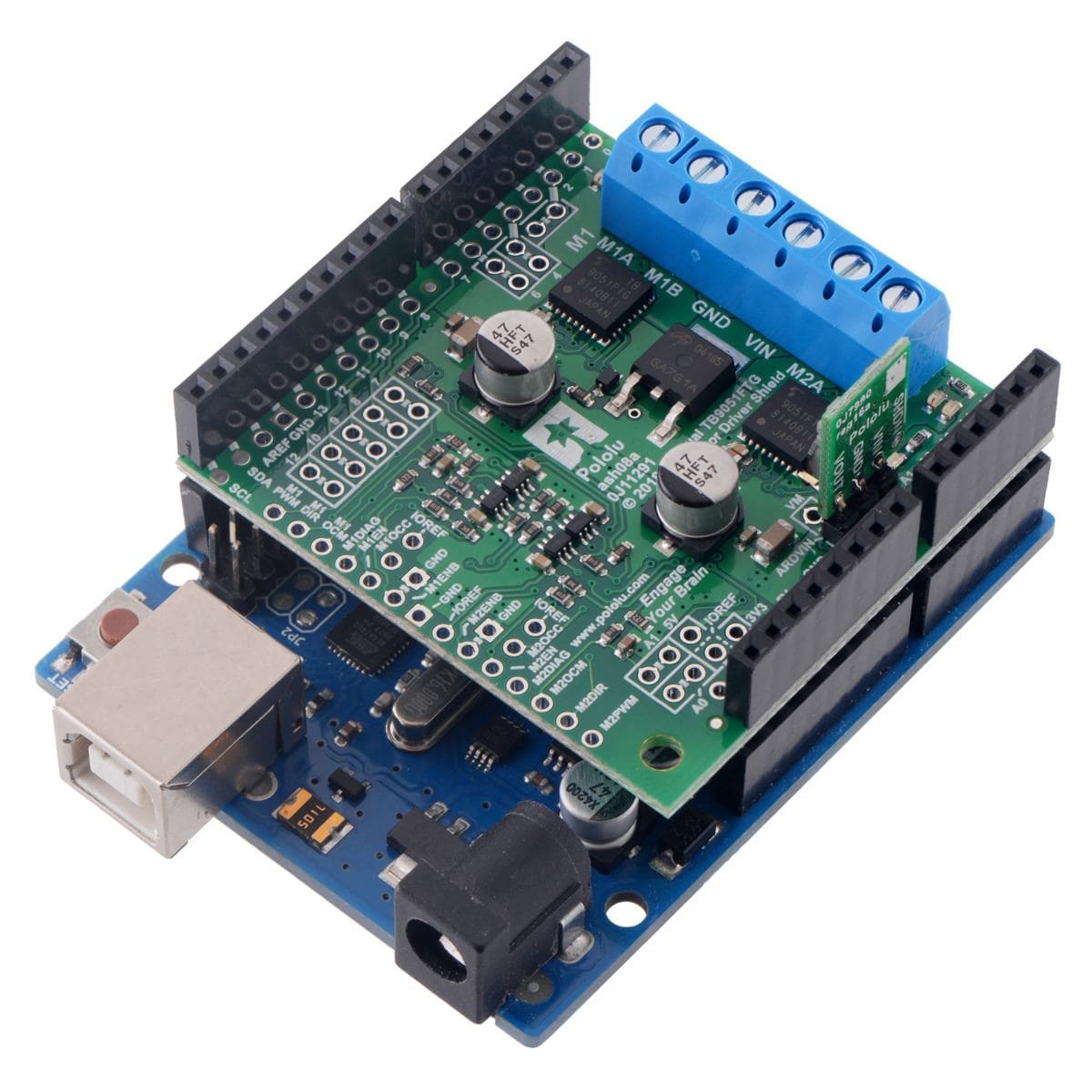 Pololu Dual TB9051FTG Motor Driver Shield for Arduino - The Pi Hut