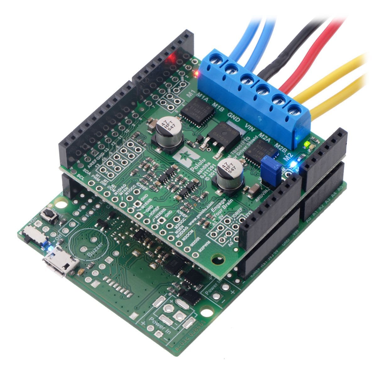 Pololu Dual TB9051FTG Motor Driver Shield for Arduino - The Pi Hut